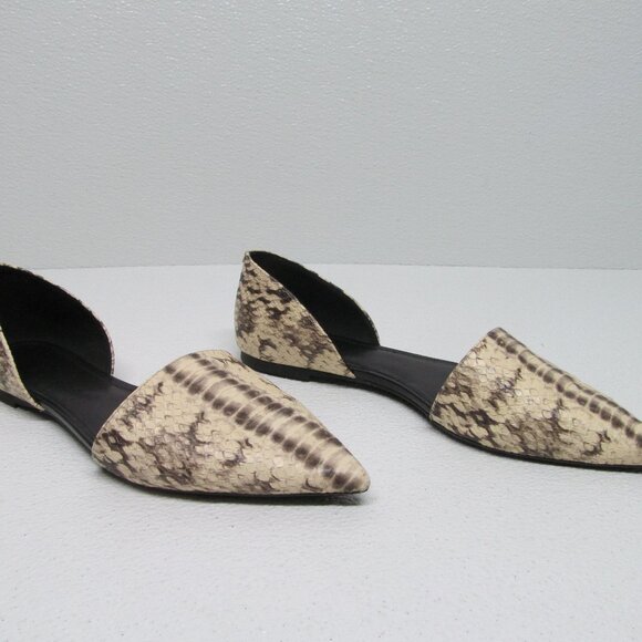 Michael Kors Mila D’Orsay Pointed Toe Snake Embossed Leather Flats size 7.5M - Picture 6 of 9